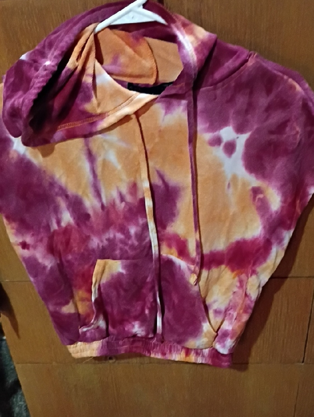 Tie-Dye Hooded Pullover Sweatshirt - Maroon & Orange